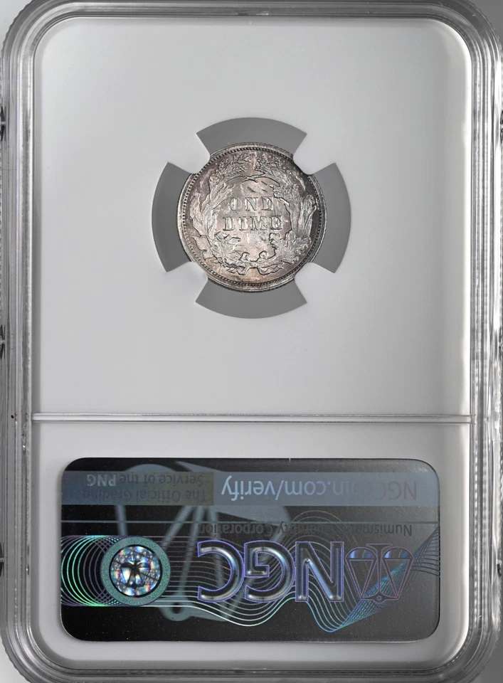1878  10C SEATED LIBERTY SILVER DIME NGC AU DETAILS SCRATCHES 8404751-008 TONED - Image 4 of 4