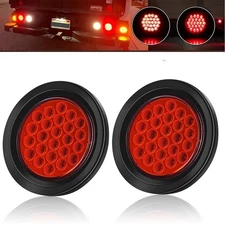 2pcs 4"inch Red Round LED Truck Trailer Stop Turn Tail Brake Lights Waterproof