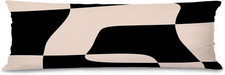 Groovy 70S Retro Boho Beige and Black 20X54 Body Pillow Cover Case, Minimalist M