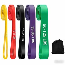 Heavy Duty Resistance Bands Set of 5 for Gym Exercise Pull up Fitness Workout US