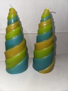 Pair Of Vintage 90’s Twist Unicorn Horn Candles