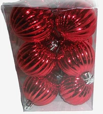 12 Shatter Resistant ~ Holiday Ornaments ~ RED ~ Pre-Owned