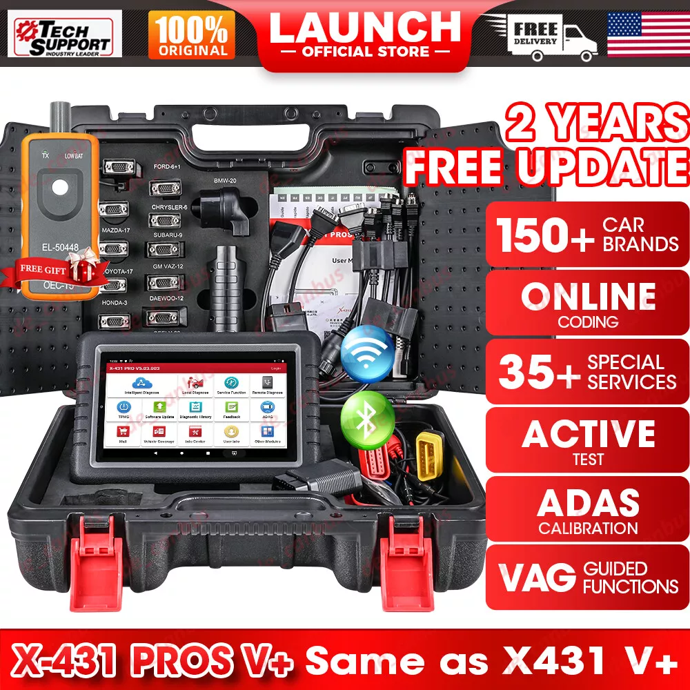 2023 LAUNCH X431 Pros V + Elite Bidirectional Car Diagnostic Scanner Key  Coding