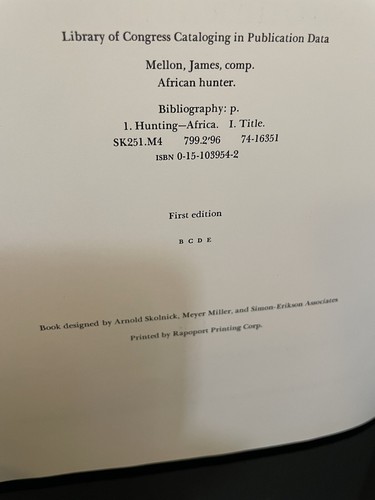 African Hunter by James Mellon FIRST EDITION 1975 Big Game Hunting Wild SAFARI - Picture 13 of 15