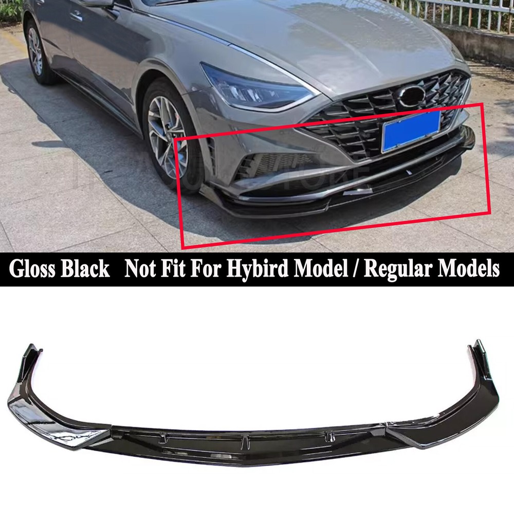 For Hyundai Sonata 2020-2023 V Style Gloss Black Front Bumper Lip Splitter Kit