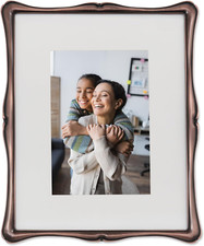 Romantic Bronze Metal Frame, 8x10 with Matted 5x7 for Elegant Displays