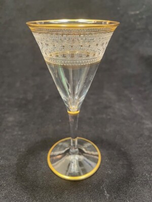 CZECH Moser Bohemian 24K gold scrolled cordials 4'' (2)