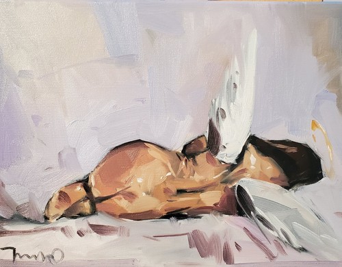 JOSE TRUJILLO Oil Painting IMPRESSIONISM Collectible ORIGINAL Angel Sleeping