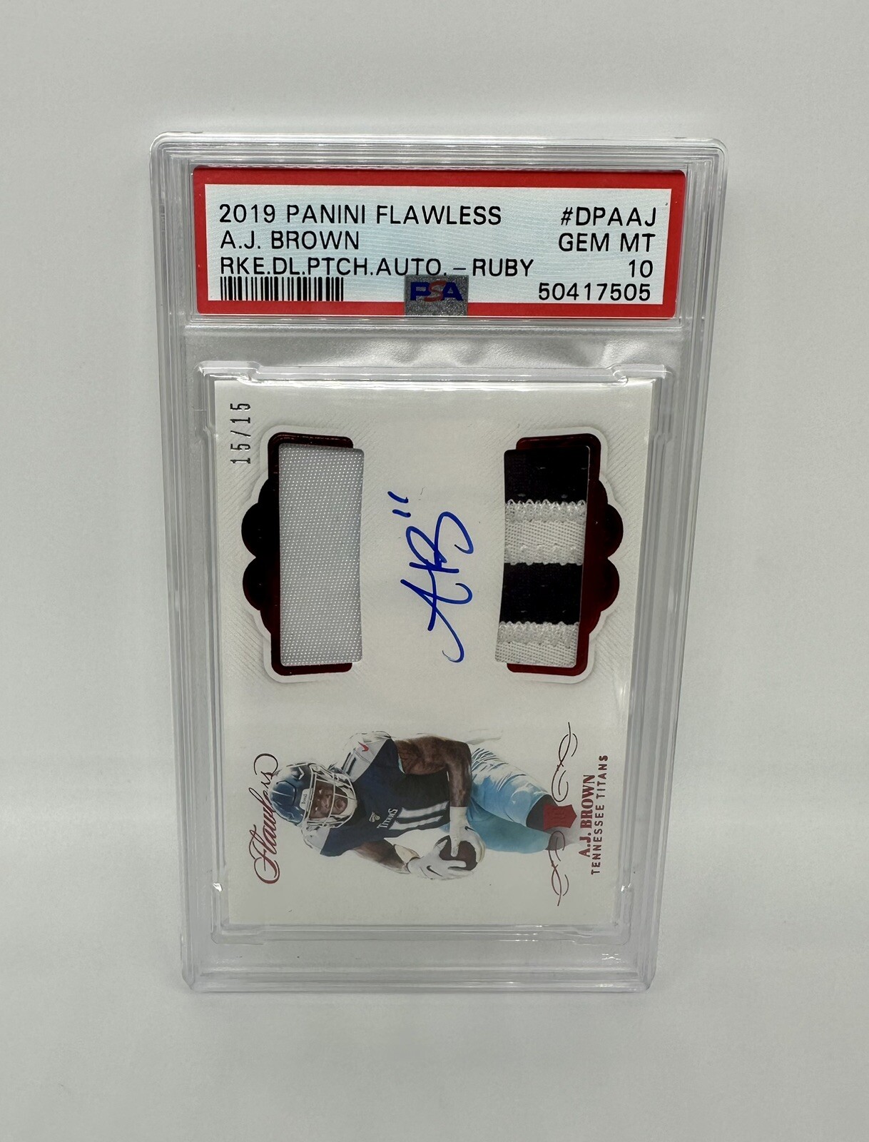 AJ Brown Panini Flawless Rookie Dual Patch Autographs #DPAAJ Ruby