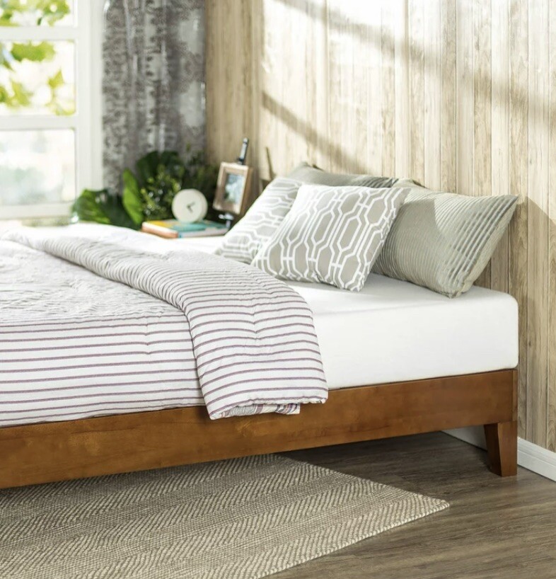 Zinus Wen 12" Deluxe Wood Platform Bed Frame, Cherry, Twin