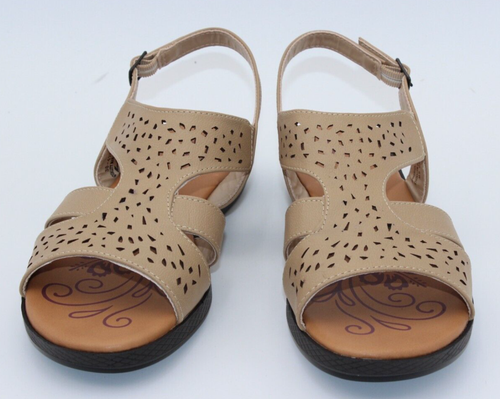 Easy Street Womens Bolt Faux Leather Buckle Sling Back Flat Sandals New - Picture 3 of 10