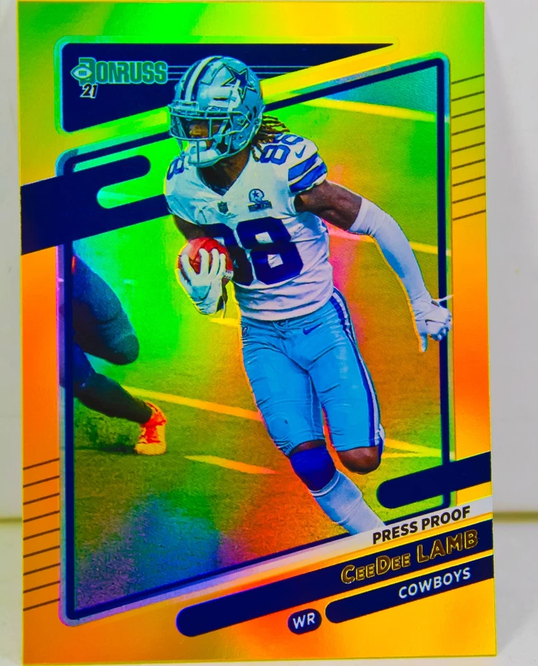 CeeDee Lamb 2021 Donruss Football Gold Holo Press Proof SP Refractor Card #190 - Image 4 of 4