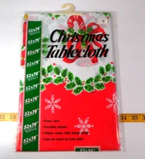 Vintage Plastic Christmas Tablecloth Tree Skirt 52"X70" Hong Kong New in Package