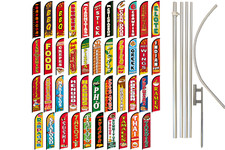Food Advertising Windless Flag Kit Seafood Pizza Greek Tacos BBQ