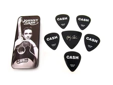 Dunlop Johnny Cash Collectible Guitar Picks in Tin 6 picks Silver Memphis Medium