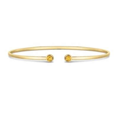 14 Karat Gelbgold offene Manschette Citrin Armreif/Armbänder 7 Zoll 3,2 Gramm 2 mm