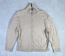 Tasso Elba Mens Brown Zip Front Cardigan Cotton Sweater Mock Neck Size L Large