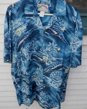 CLASSIC PARADISE FOUND MARLIN FISHING HAWAIIAN SHIRT MEN SZ MED  100% RAYON USA