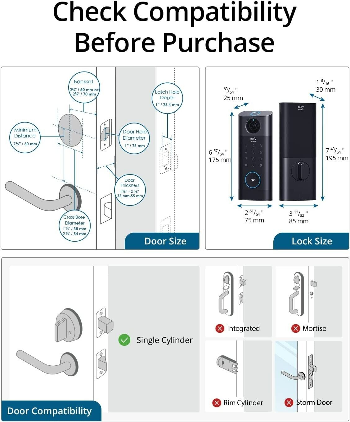 Video Smart Lock S330, 3-in-1 Keyless Door Lock