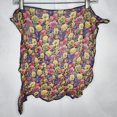 Vintage VTG Echo 100% Silk Floral Print Chiffon Sheer Square Scarf 20'' x 20''