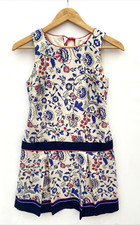 Ann Taylor LOFT Floral Sleeveless Pleated Dress Tie Back Lined Size 00