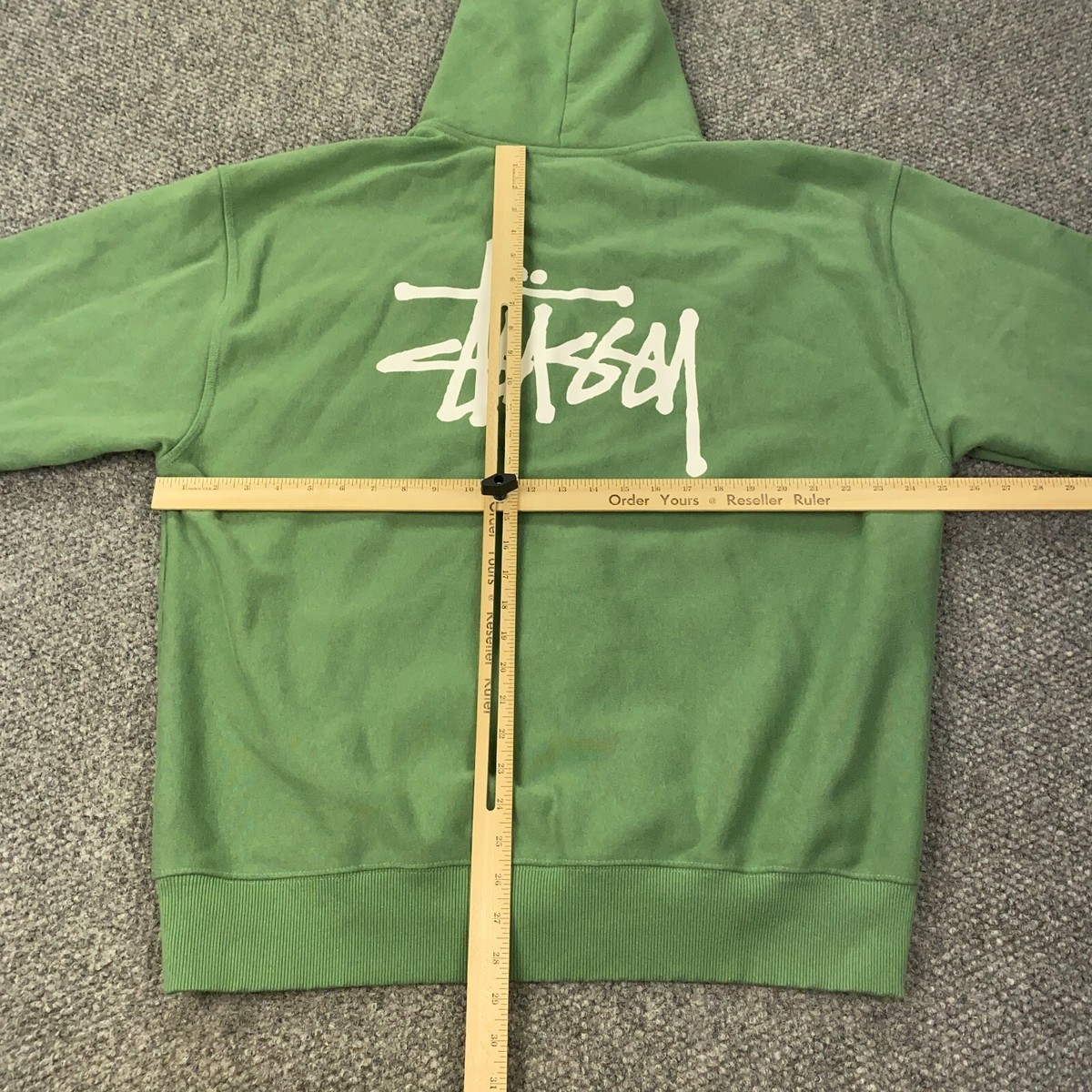 Stussy Basic Zip Hoodie Mens XXL Green Sweatshirt | eBay
