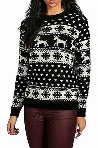Ladies Xmas Reindeer Snowflake Long 