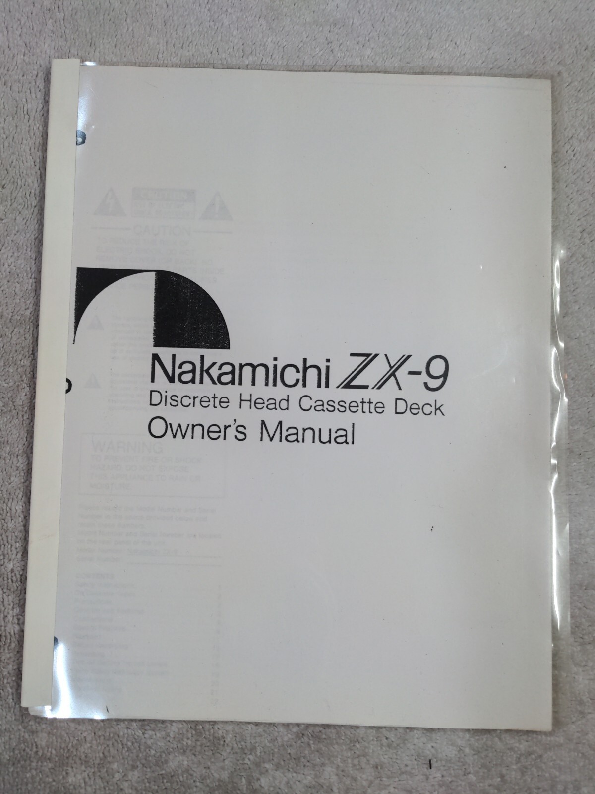 Nakamichi ZX-9 Discrete Head Cassette Deck Owner's Manual (Copy)