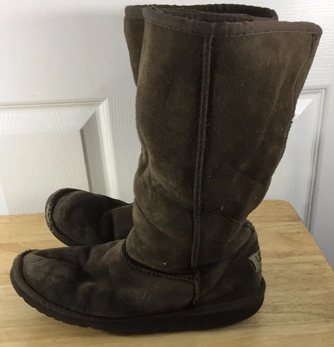 Stivali Ugg donna taglia 6 marrone pelle foderati lana 5229