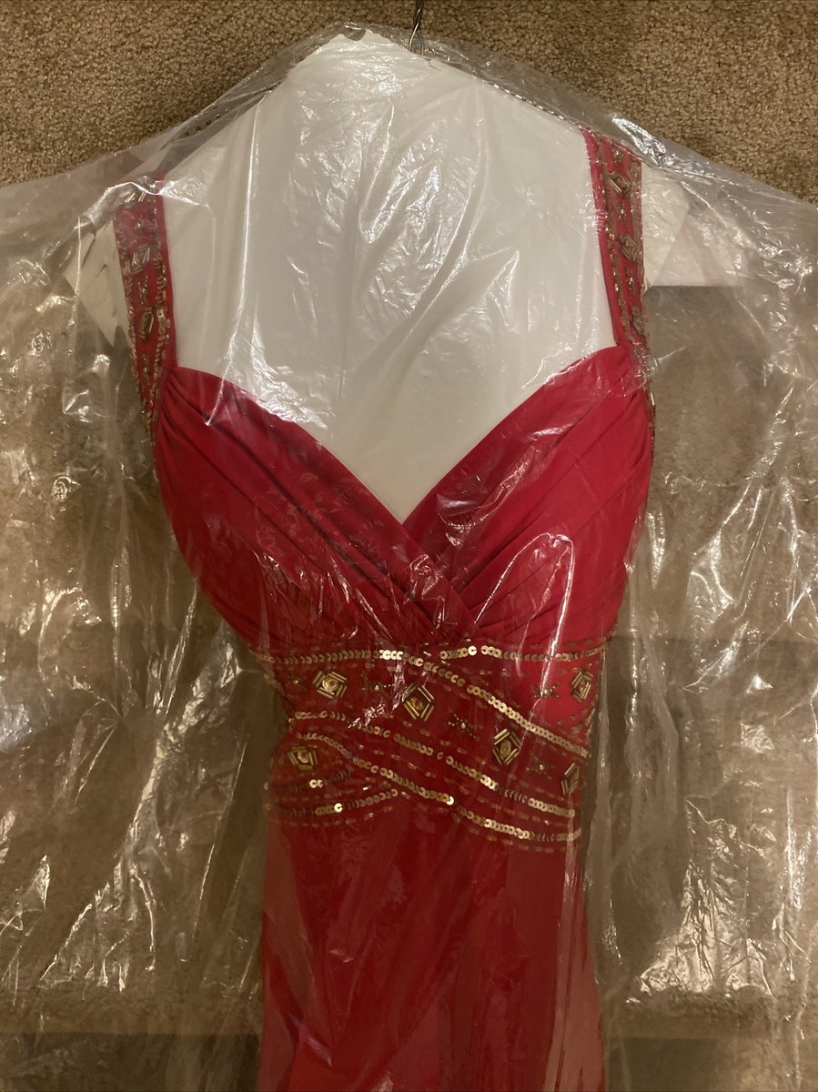 Elegant red prom dresses long with gold accents | eBay