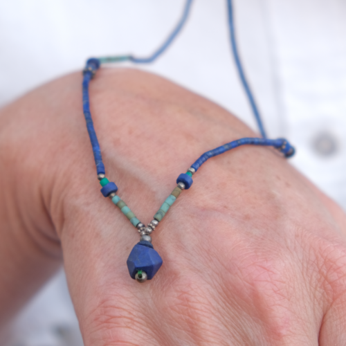 Collana Lapis Lazuli Blu Turchese Sotile Filigrana Afgana Preziose Regalo 5 - Foto 1 di 3