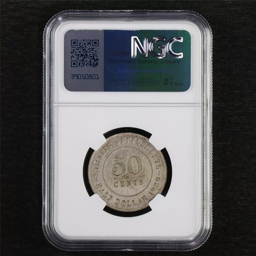 1920 STRAITS 50C CROSS BELOW BUST NGC AU DETAILS - Picture 3 of 3