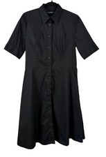 Ralph Lauren Cotton Blend Shirtdress Black 8P 8 Petite BELT MISSING Work Career