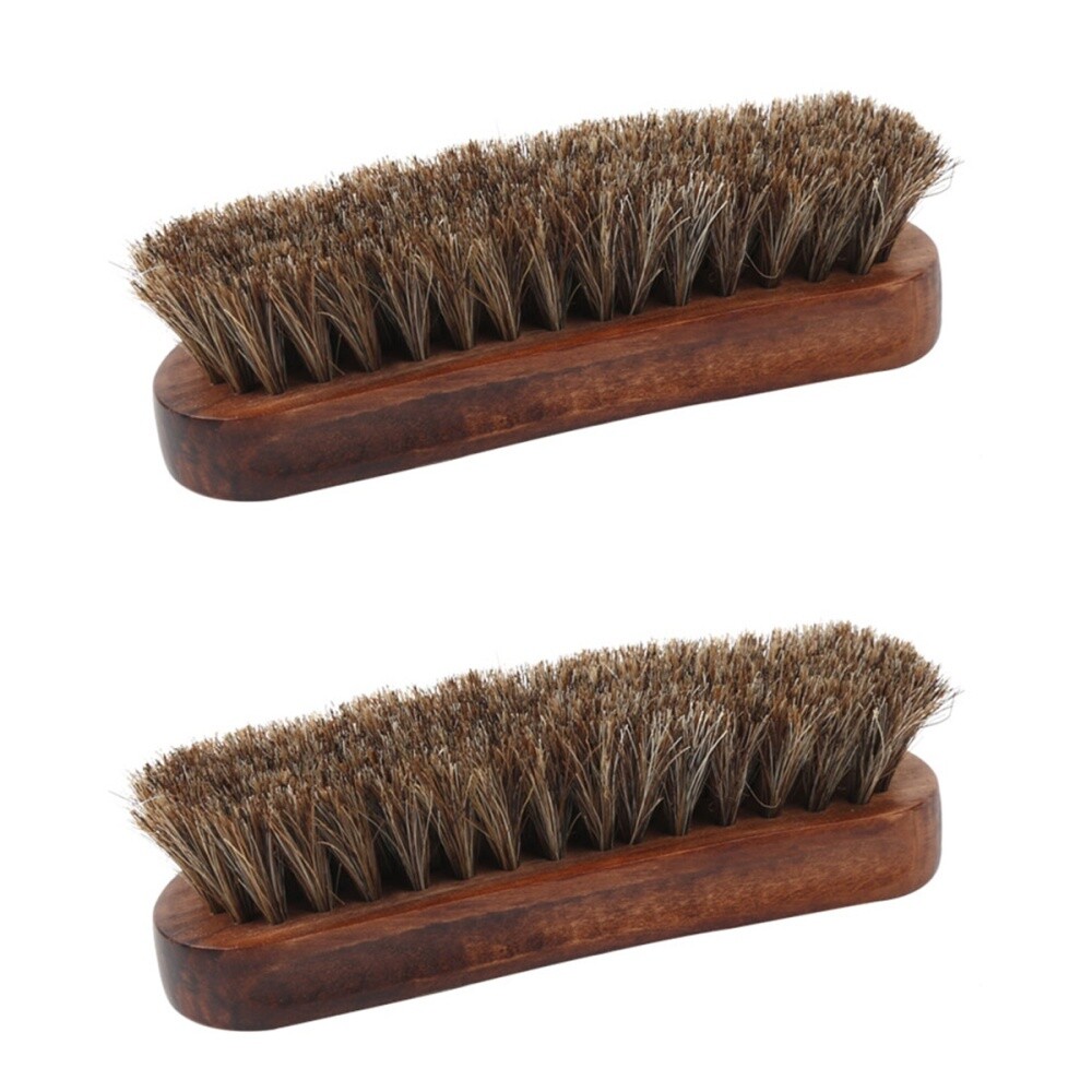 2pcs Horsehair Brush Wooden Handle Cleaning Brush for Furniture Clothes