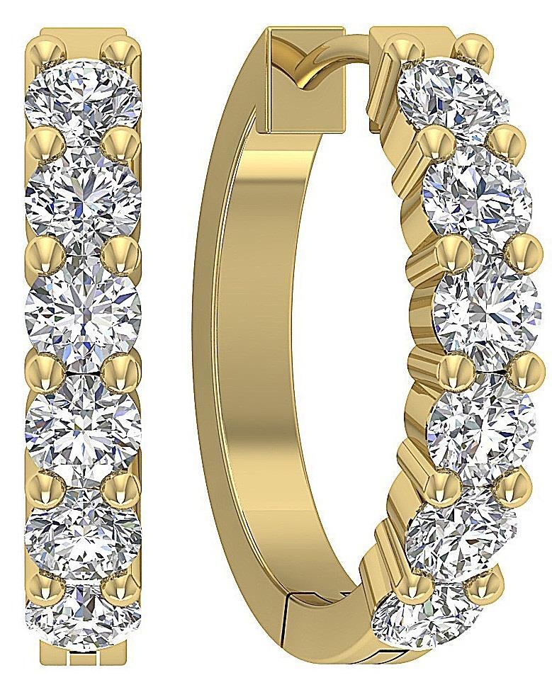 VS F 0.80 Carat Lab Grown Diamond Hoops Earrings Prong Set 10K
