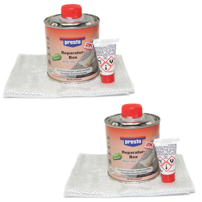 2x Presto 600412 Reparaturboy Ployesterharz Härter für Glasfaser Vlies Gewebe