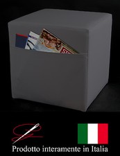 POUFF POUF PUFF CUBO GRIGIO TASCA PORTARIVISTE MADE IN ITALY IDEA REGALO