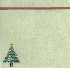 CHRISTMAS Tree Crystals Red Border 6 x 6 Premade Scrapbook Page Add Photo