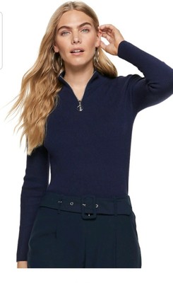 Women's Nine West Navy Zip / Mock Neck Long Sleeved Sweater Size XXL | eBay
