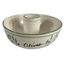 Boston Warehouse Mediterranean Porcelain Olive Bowl Server Round 6.5" Diameter