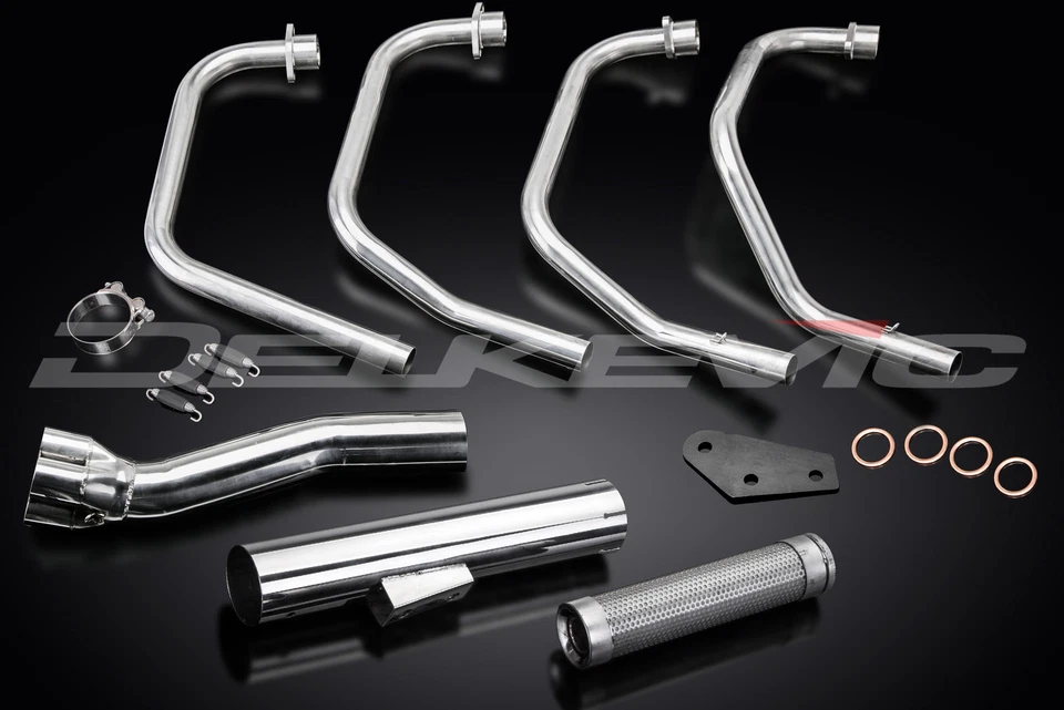 Silenciador recto de acero inoxidable 4-1 escape completo Delkevic Suzuki GS850 1979-1981 Foto 2 de 4