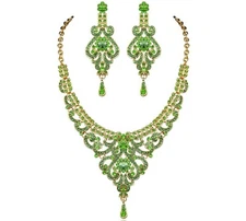Sexy Vine Austrian Rhinestone Crystal Necklace Earrings Set Bridal N817N Green
