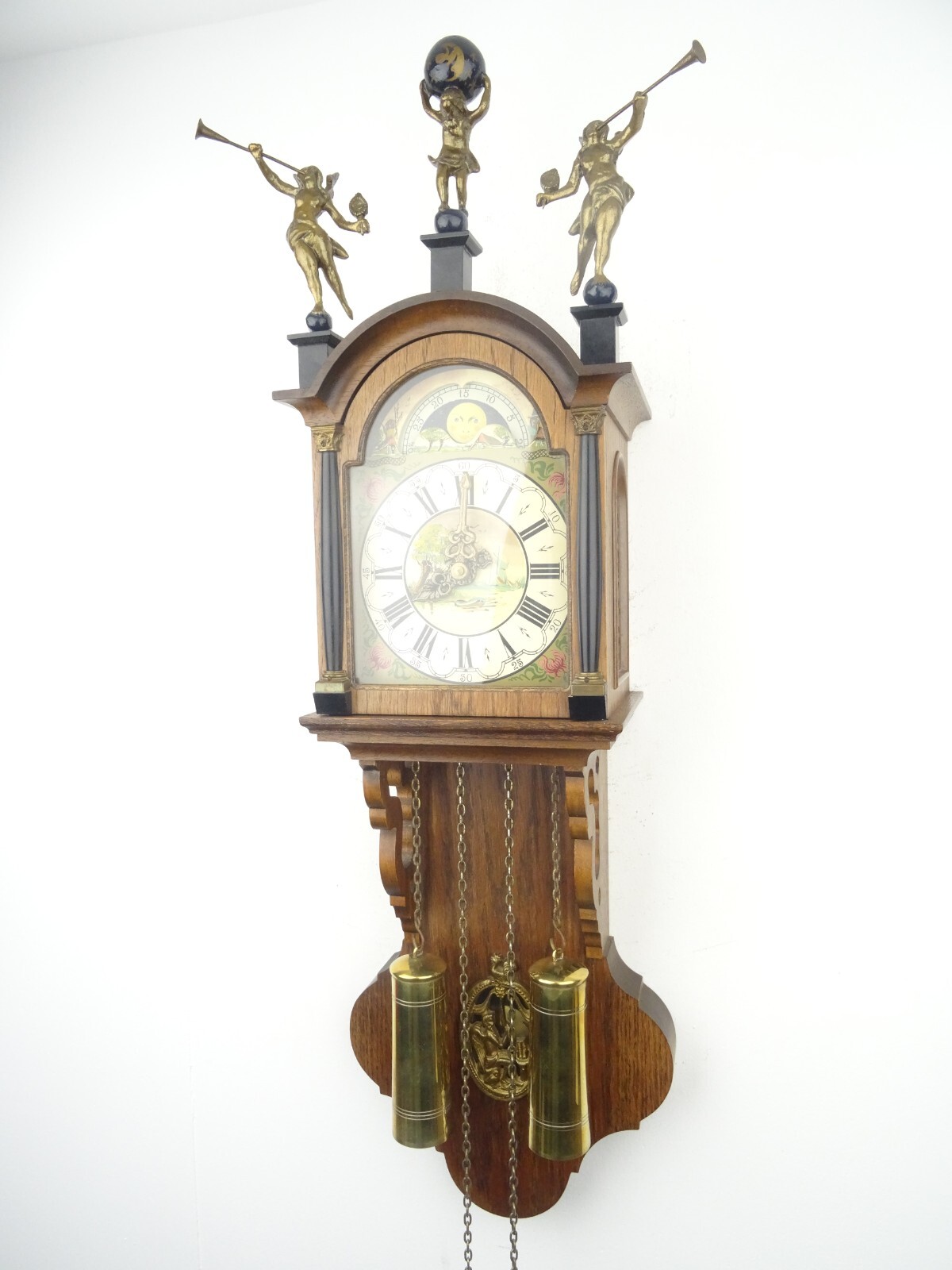 Vintage Antique Dutch Friesian 8 Day Moonphase Wall Clock (Zaanse