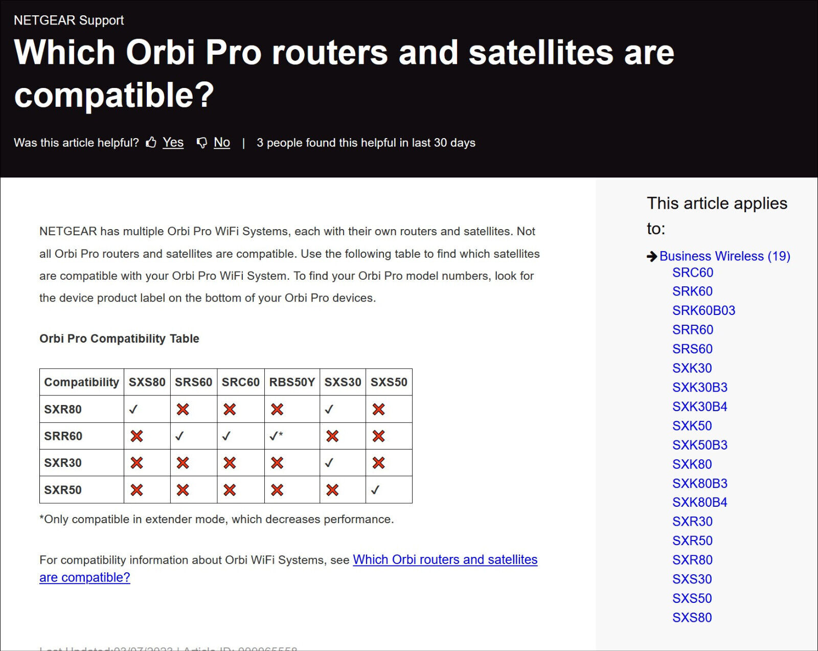 NETGEAR Orbi Pro SXR80 Tri-band Mesh WiFi 6 AX6000 Network Internet Router