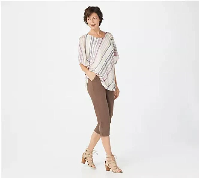 Legging Capri Susan Graver Weekend Premium Elástico Pull-On Clásico Marrón Mediano Foto 2 de 4