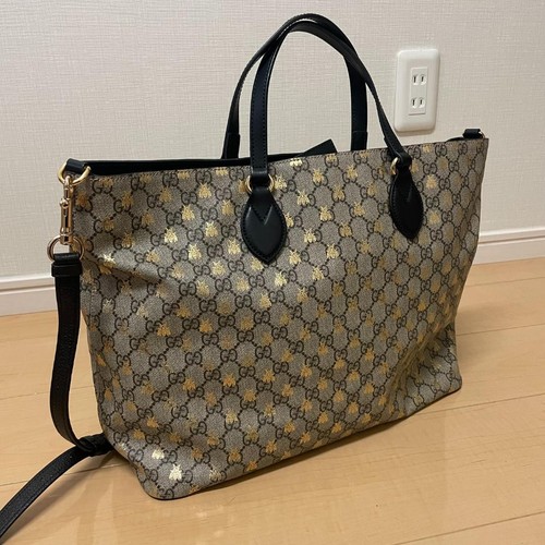 GUCCI GG Blooms Bee Pattern PVC Leather 2way Shoulder Tote Bag JAPAN New FS - Picture 2 of 12