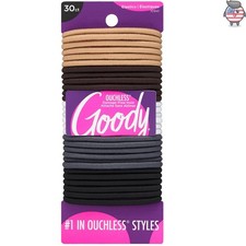 Ouchless Elastic Hair Ties - 30 Ct Assorted Neutrals, Perfect for All Hair Types