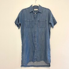 Madewell Size XXS Denim Mini Dress Short Sleeves Button Up