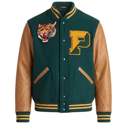 Men's Varsity Jacket Wool & Genuine Leather Letterman Bomber  Custom Handmade