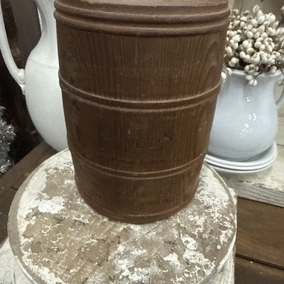 1930s BRIGGS SMOKING TOBACCO BARREL HUMIDOR Wooden Advertising Tobacco Container